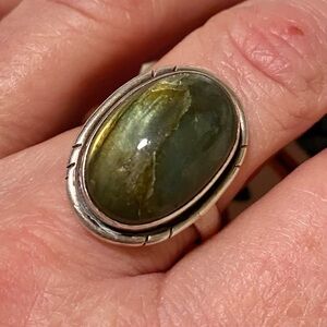 Sterling Silver with Green Stone Size 9